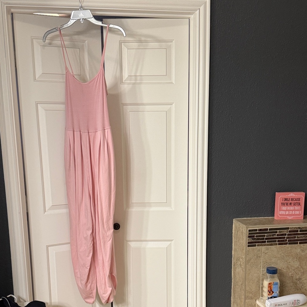 Pink Spaghetti Strap Jumpsuit